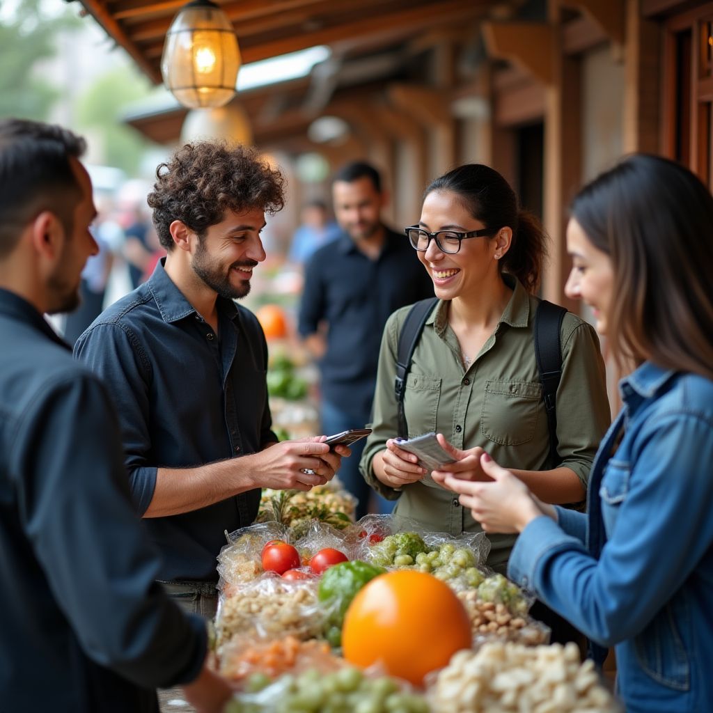Equipo de investigadores en mercado local